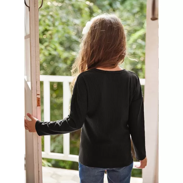 Arshiner Girls Knit Tops Colorblock Shirts Long Sleeve Sweaters Knot Front Blouse