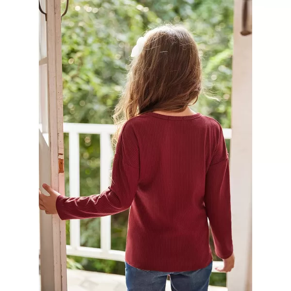 Arshiner Girls Knit Tops Colorblock Shirts Long Sleeve Sweaters Knot Front Blouse