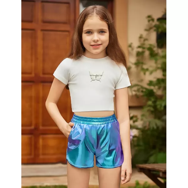 Arshiner Girls Metallic Shorts Summer Sparkly Shiny Hot Dance Athletic Pants Shorts