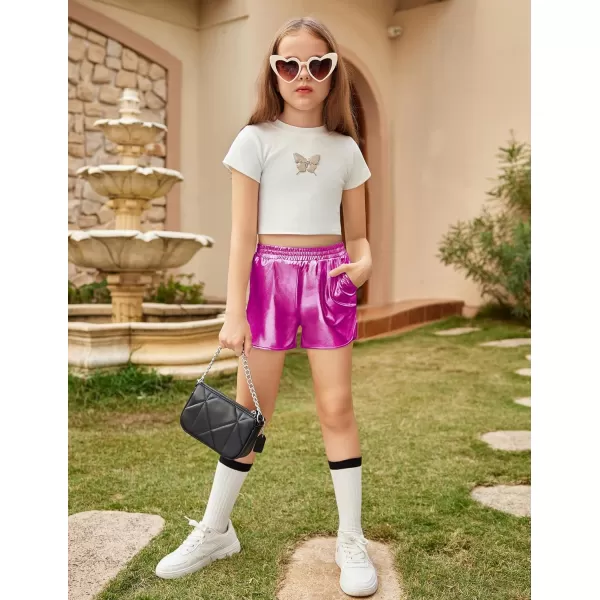 Arshiner Girls Metallic Shorts Summer Sparkly Shiny Hot Dance Athletic Pants Shorts
