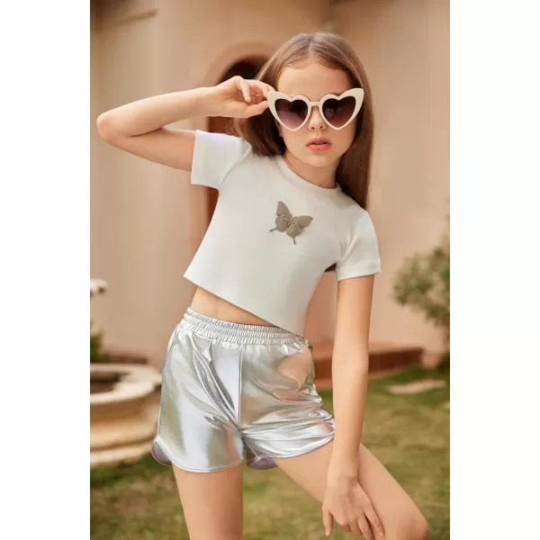Arshiner Girls Metallic Shorts Summer Sparkly Shiny Hot Dance Athletic Pants Shorts