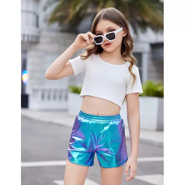 Arshiner Girls Metallic Shorts Summer Sparkly Shiny Hot Dance Athletic Pants Shorts