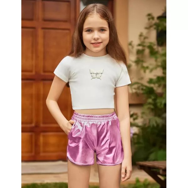 Arshiner Girls Metallic Shorts Summer Sparkly Shiny Hot Dance Athletic Pants Shorts