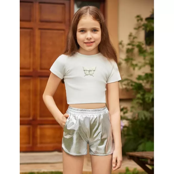 Arshiner Girls Metallic Shorts Summer Sparkly Shiny Hot Dance Athletic Pants Shorts