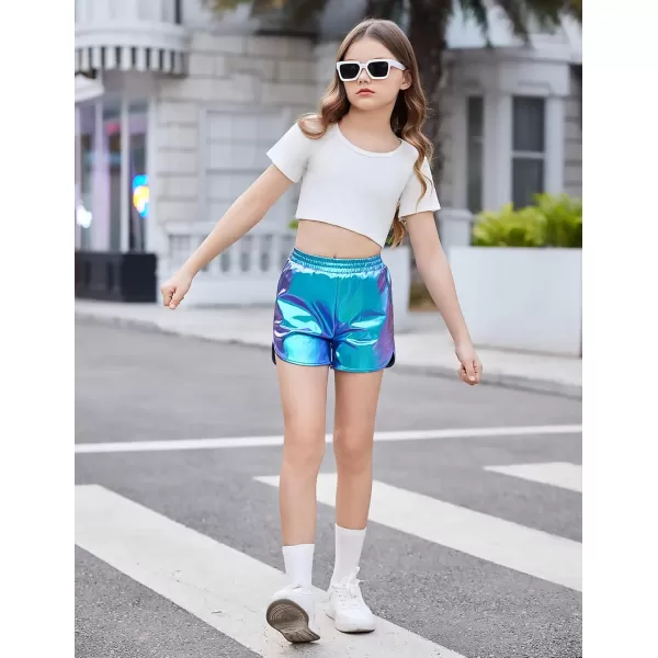 Arshiner Girls Metallic Shorts Summer Sparkly Shiny Hot Dance Athletic Pants Shorts