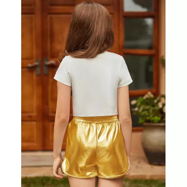 Arshiner Girls Metallic Shorts Summer Sparkly Shiny Hot Dance Athletic Pants Shorts