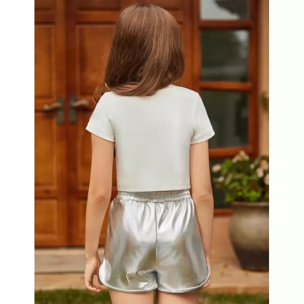 Arshiner Girls Metallic Shorts Summer Sparkly Shiny Hot Dance Athletic Pants Shorts