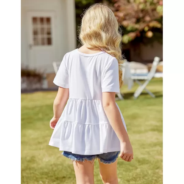 Arshiner Girls Peplum Tops Short Sleeve T Shirts for Girls Casual Tunic Tops Layered Hem Babydoll Peplum Blouse 4-12 Years