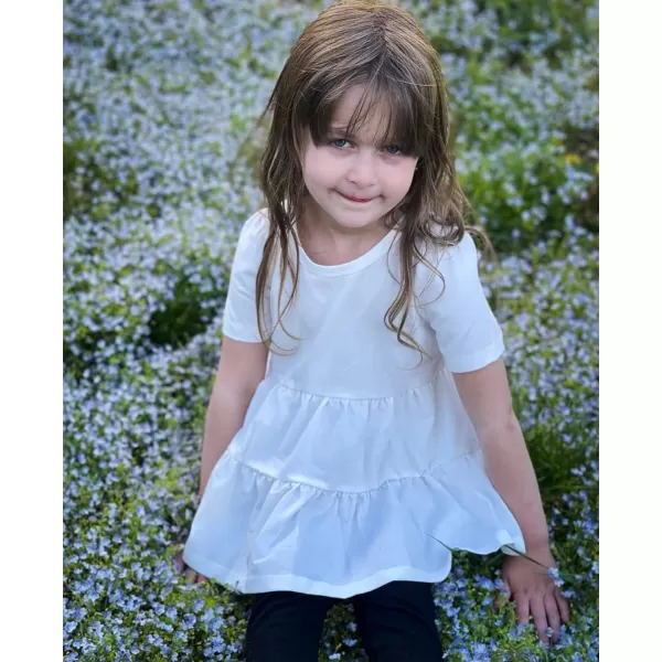 Arshiner Girls Peplum Tops Short Sleeve T Shirts for Girls Casual Tunic Tops Layered Hem Babydoll Peplum Blouse 4-12 Years