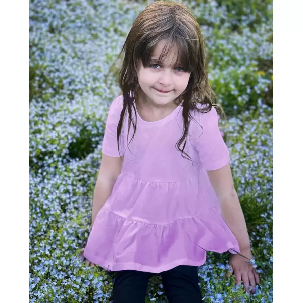 Arshiner Girls Peplum Tops Short Sleeve T Shirts for Girls Casual Tunic Tops Layered Hem Babydoll Peplum Blouse 4-12 Years