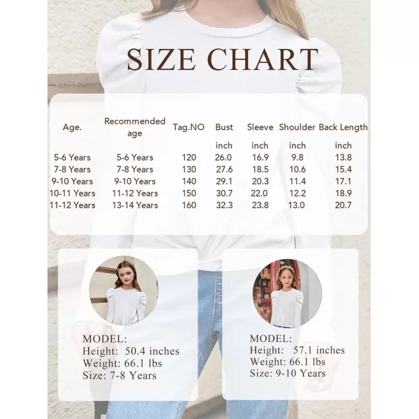 Arshiner Girls Puff Long Sleeve Shirts Twist Front Ribbed Knit T Shirt Crop Tops Tee Blouse
