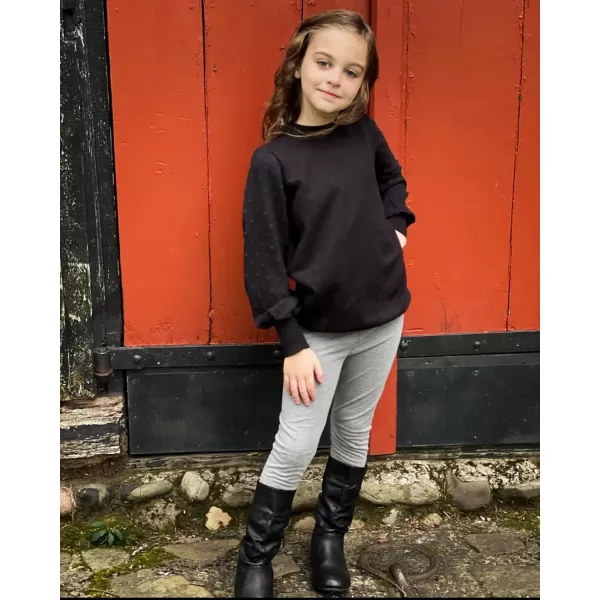 Arshiner Girls Puff Long Sleeve Sweaters Crewneck Lace Polka Dot Casual Knit Tops Pullover Jumper Outwear for Kids
