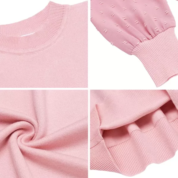 Arshiner Girls Puff Long Sleeve Sweaters Crewneck Lace Polka Dot Casual Knit Tops Pullover Jumper Outwear for Kids
