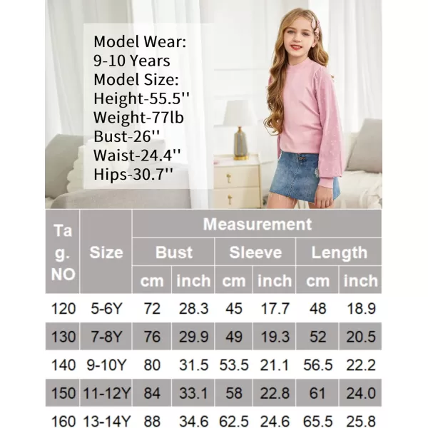 Arshiner Girls Puff Long Sleeve Sweaters Crewneck Lace Polka Dot Casual Knit Tops Pullover Jumper Outwear for Kids