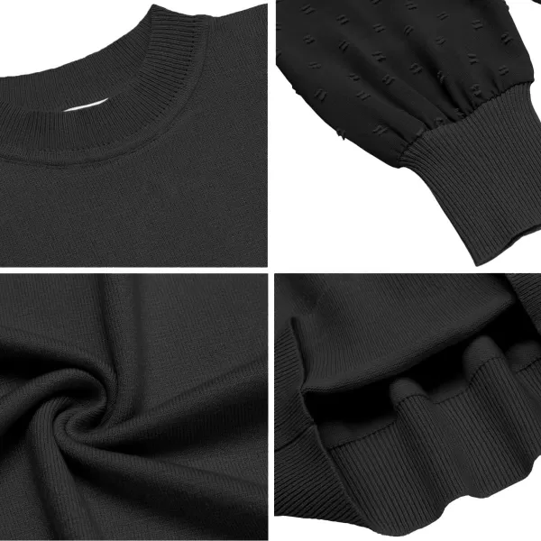 Arshiner Girls Puff Long Sleeve Sweaters Crewneck Lace Polka Dot Casual Knit Tops Pullover Jumper Outwear for Kids