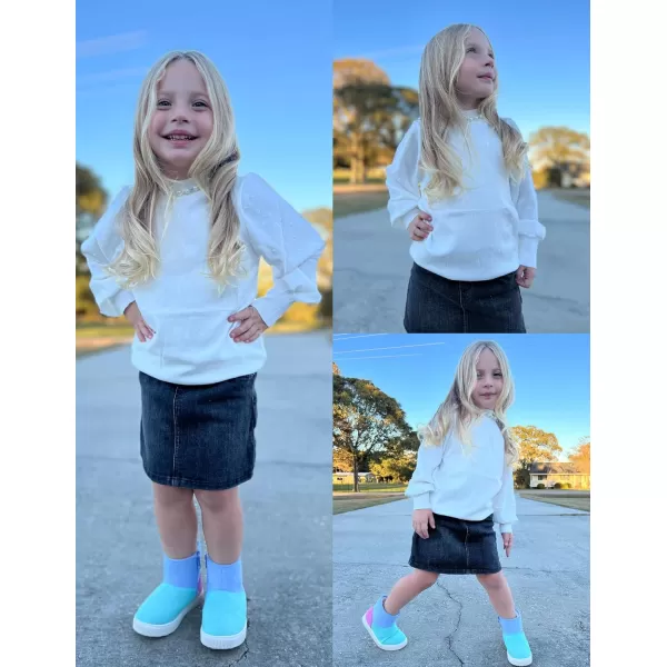 Arshiner Girls Puff Long Sleeve Sweaters Crewneck Lace Polka Dot Casual Knit Tops Pullover Jumper Outwear for Kids