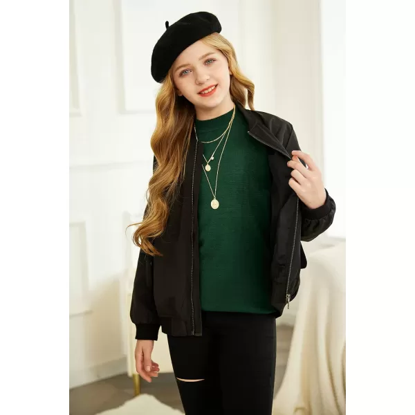 Arshiner Girls Puff Long Sleeve Sweaters Crewneck Lace Polka Dot Casual Knit Tops Pullover Jumper Outwear for Kids