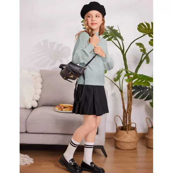 Arshiner Girls Puff Long Sleeve Sweaters Crewneck Lace Polka Dot Casual Knit Tops Pullover Jumper Outwear for Kids