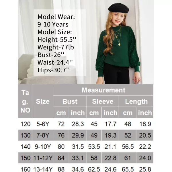 Arshiner Girls Puff Long Sleeve Sweaters Crewneck Lace Polka Dot Casual Knit Tops Pullover Jumper Outwear for Kids