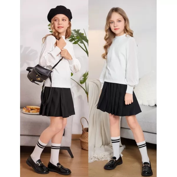 Arshiner Girls Puff Long Sleeve Sweaters Crewneck Lace Polka Dot Casual Knit Tops Pullover Jumper Outwear for Kids