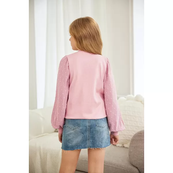 Arshiner Girls Puff Long Sleeve Sweaters Crewneck Lace Polka Dot Casual Knit Tops Pullover Jumper Outwear for Kids