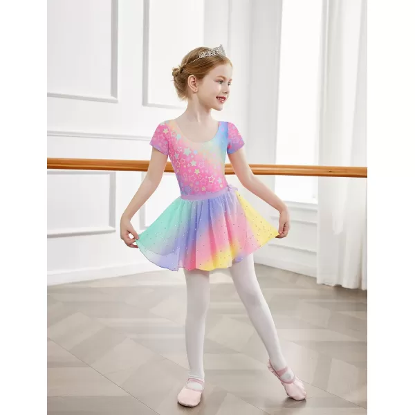 Arshiner Girls Sequin Ballet Leotards Combo Irregular Hem Dance Dresses Outfits Toddler Skirted Leotard