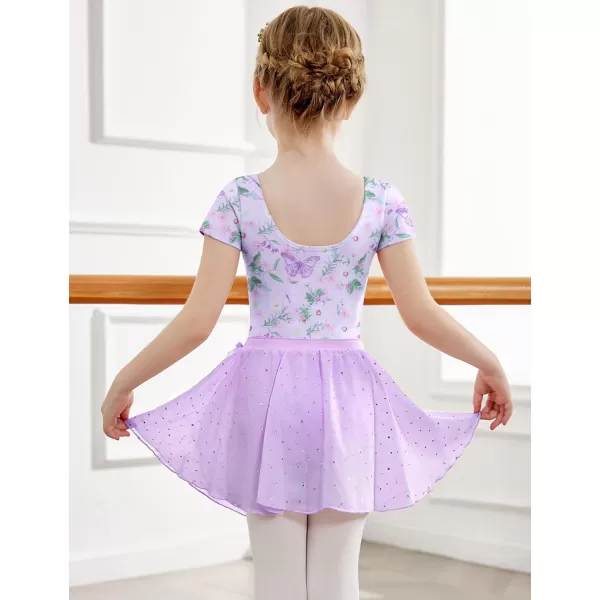 Arshiner Girls Sequin Ballet Leotards Combo Irregular Hem Dance Dresses Outfits Toddler Skirted Leotard