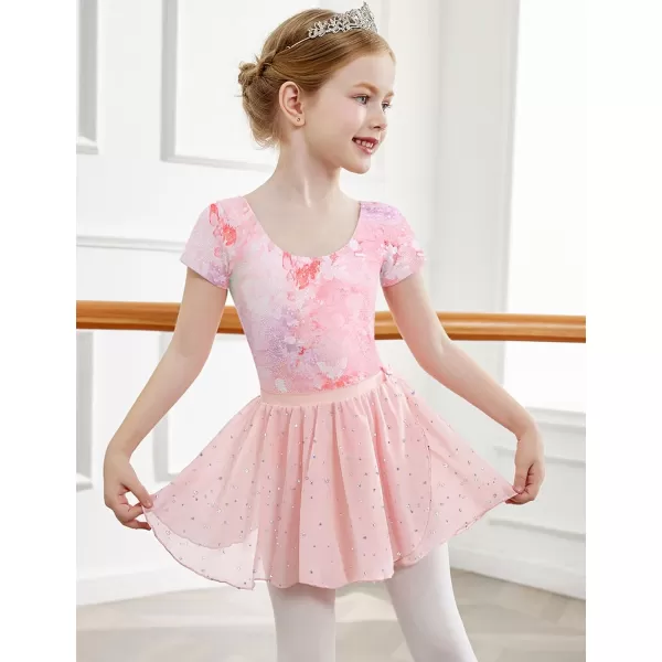 Arshiner Girls Sequin Ballet Leotards Combo Irregular Hem Dance Dresses Outfits Toddler Skirted Leotard