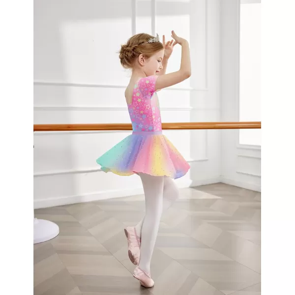 Arshiner Girls Sequin Ballet Leotards Combo Irregular Hem Dance Dresses Outfits Toddler Skirted Leotard