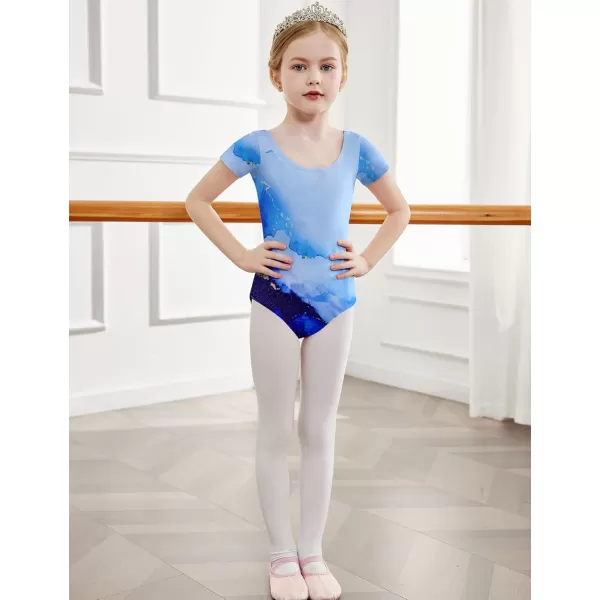 Arshiner Girls Sequin Ballet Leotards Combo Irregular Hem Dance Dresses Outfits Toddler Skirted Leotard