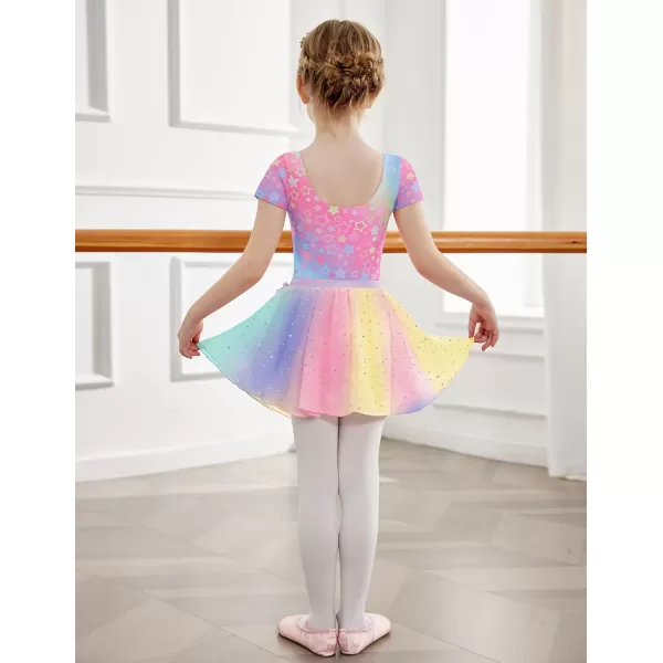 Arshiner Girls Sequin Ballet Leotards Combo Irregular Hem Dance Dresses Outfits Toddler Skirted Leotard