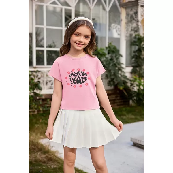 Arshiner Girls Shirt Crop Tops Short Sleeve Summer Drop Shoulder Batwing Sleeve Crewneck Loose T Shirt Tee