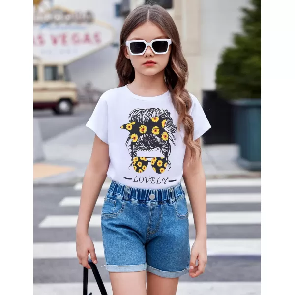 Arshiner Girls Shirt Crop Tops Short Sleeve Summer Drop Shoulder Batwing Sleeve Crewneck Loose T Shirt Tee