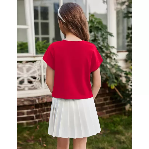 Arshiner Girls Shirt Crop Tops Short Sleeve Summer Drop Shoulder Batwing Sleeve Crewneck Loose T Shirt Tee