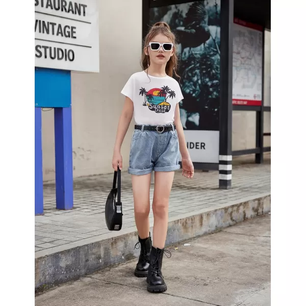 Arshiner Girls Shirt Crop Tops Short Sleeve Summer Drop Shoulder Batwing Sleeve Crewneck Loose T Shirt Tee