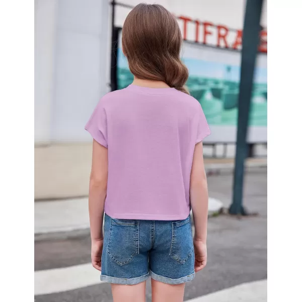 Arshiner Girls Shirt Crop Tops Short Sleeve Summer Drop Shoulder Batwing Sleeve Crewneck Loose T Shirt Tee