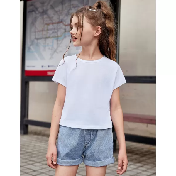 Arshiner Girls Shirt Crop Tops Short Sleeve Summer Drop Shoulder Batwing Sleeve Crewneck Loose T Shirt Tee