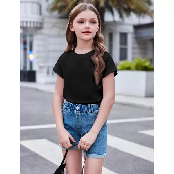 Arshiner Girls Shirt Crop Tops Short Sleeve Summer Drop Shoulder Batwing Sleeve Crewneck Loose T Shirt Tee
