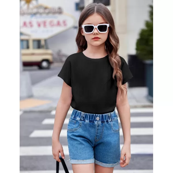 Arshiner Girls Shirt Crop Tops Short Sleeve Summer Drop Shoulder Batwing Sleeve Crewneck Loose T Shirt Tee