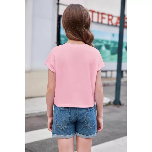 Arshiner Girls Shirt Crop Tops Short Sleeve Summer Drop Shoulder Batwing Sleeve Crewneck Loose T Shirt Tee