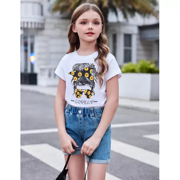 Arshiner Girls Shirt Crop Tops Short Sleeve Summer Drop Shoulder Batwing Sleeve Crewneck Loose T Shirt Tee