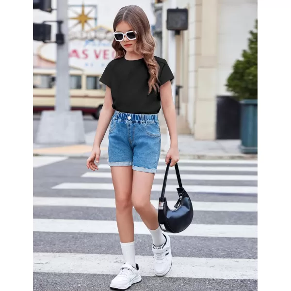 Arshiner Girls Shirt Crop Tops Short Sleeve Summer Drop Shoulder Batwing Sleeve Crewneck Loose T Shirt Tee