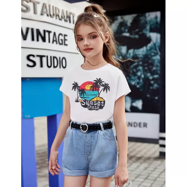 Arshiner Girls Shirt Crop Tops Short Sleeve Summer Drop Shoulder Batwing Sleeve Crewneck Loose T Shirt Tee
