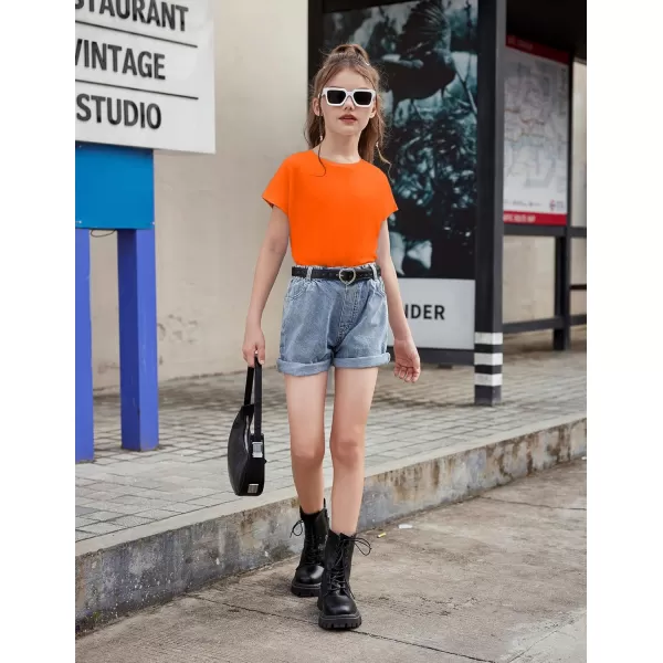 Arshiner Girls Shirt Crop Tops Short Sleeve Summer Drop Shoulder Batwing Sleeve Crewneck Loose T Shirt Tee
