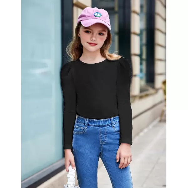 Arshiner Girls Shirts Puff Long Sleeve Shirts Casual Crewneck Tops Tunic Blouse