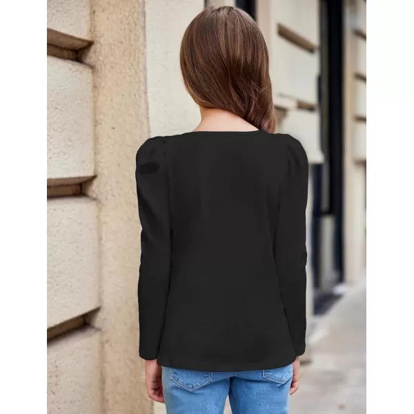 Arshiner Girls Shirts Puff Long Sleeve Shirts Casual Crewneck Tops Tunic Blouse