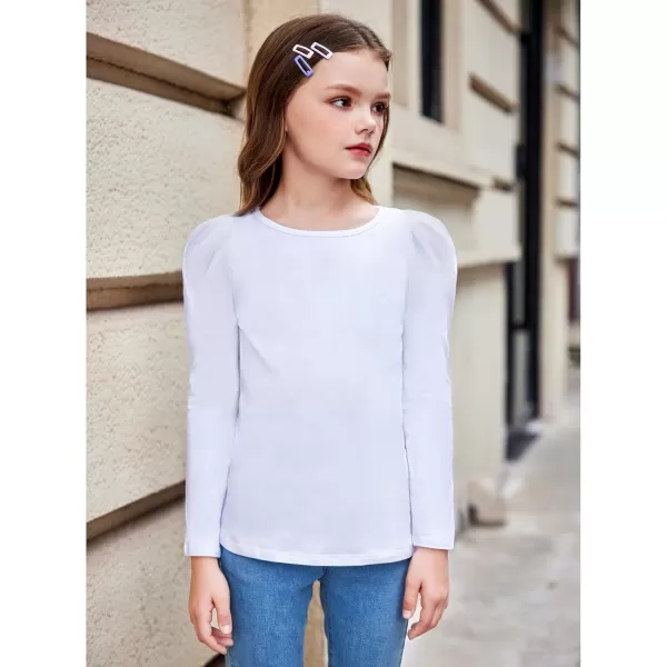 Arshiner Girls Shirts Puff Long Sleeve Shirts Casual Crewneck Tops Tunic Blouse