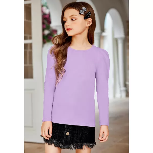 Arshiner Girls Shirts Puff Long Sleeve Shirts Casual Crewneck Tops Tunic Blouse