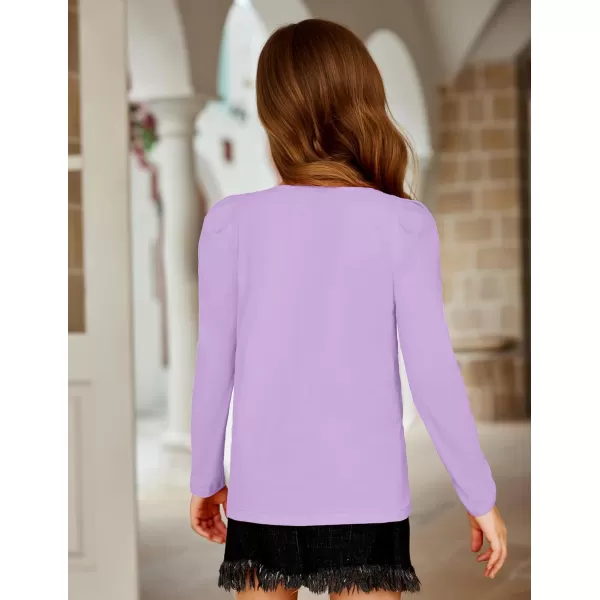 Arshiner Girls Shirts Puff Long Sleeve Shirts Casual Crewneck Tops Tunic Blouse