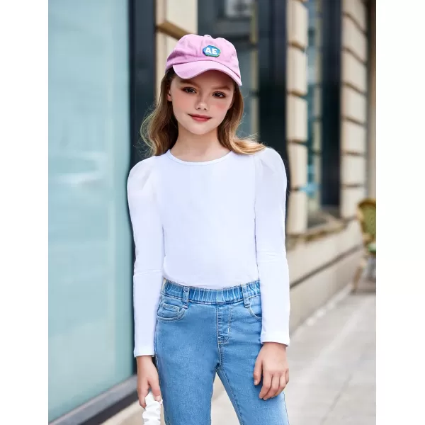 Arshiner Girls Shirts Puff Long Sleeve Shirts Casual Crewneck Tops Tunic Blouse